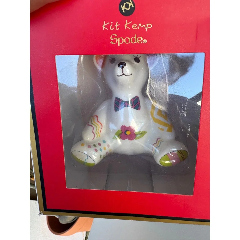 Kit Kemp Spode Ornaments Ceramic Willow Bear Bunny Patchwork Hand Painted Set 2